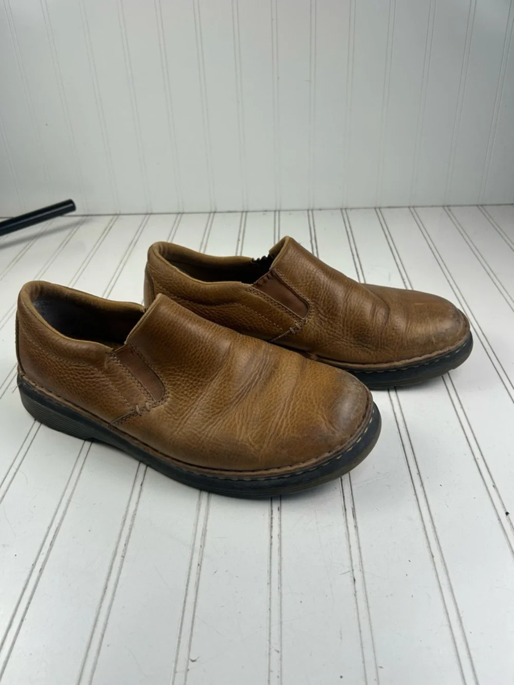 Dr Martens Boyle Grizzly Leather Slip On Shoes Tan Casual Comfort Men’s Size 11M